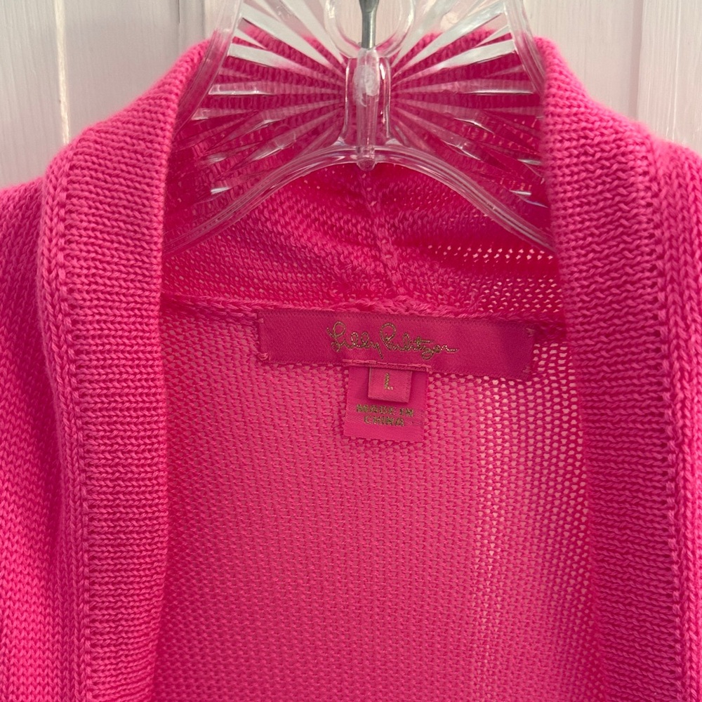 Lilly Pulitzer Women's Pink Open-Front Sweater - Large - Picture 2 of 4
